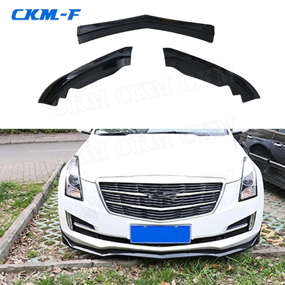 

3PCS ABS Front Bumper Lip Spoiler Trim for Cadillac ATS 2015-2018 Black Front Bumper Chin Exterio Bodykits Accessories