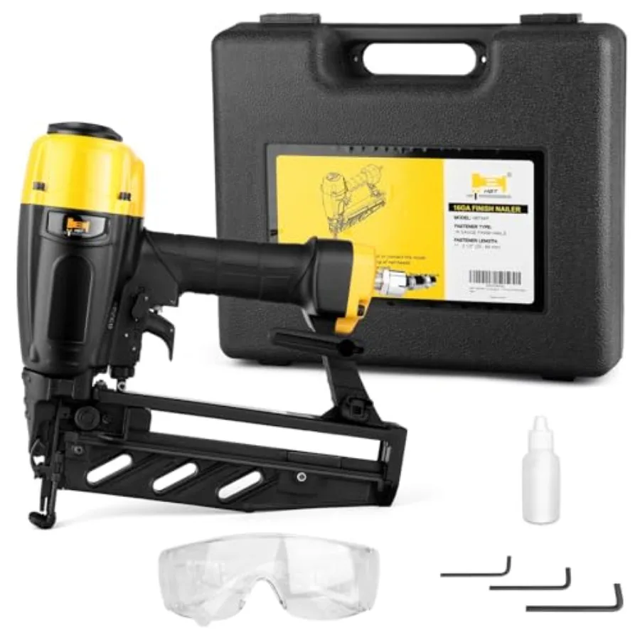 

HBT64P 16 Gauge Finish Nailer with Magnesium Housing Straight Finish Nail Gun with Carrying Case for 1-Inch up to 2-1/2-Inc
