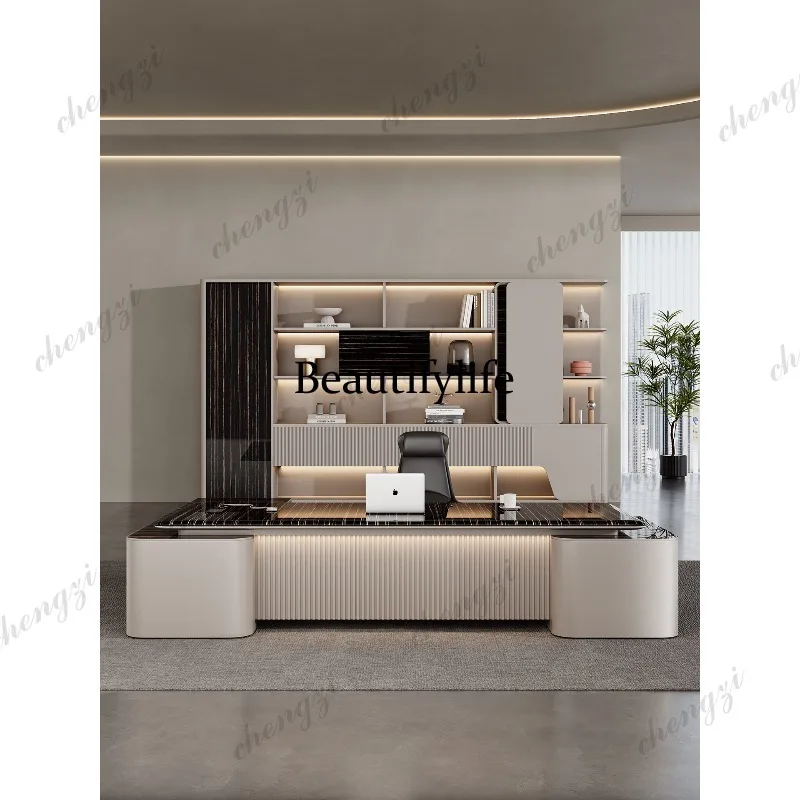 E153 high-end boss office desk and chair combination light luxury modern president desk leadership office manager desk
