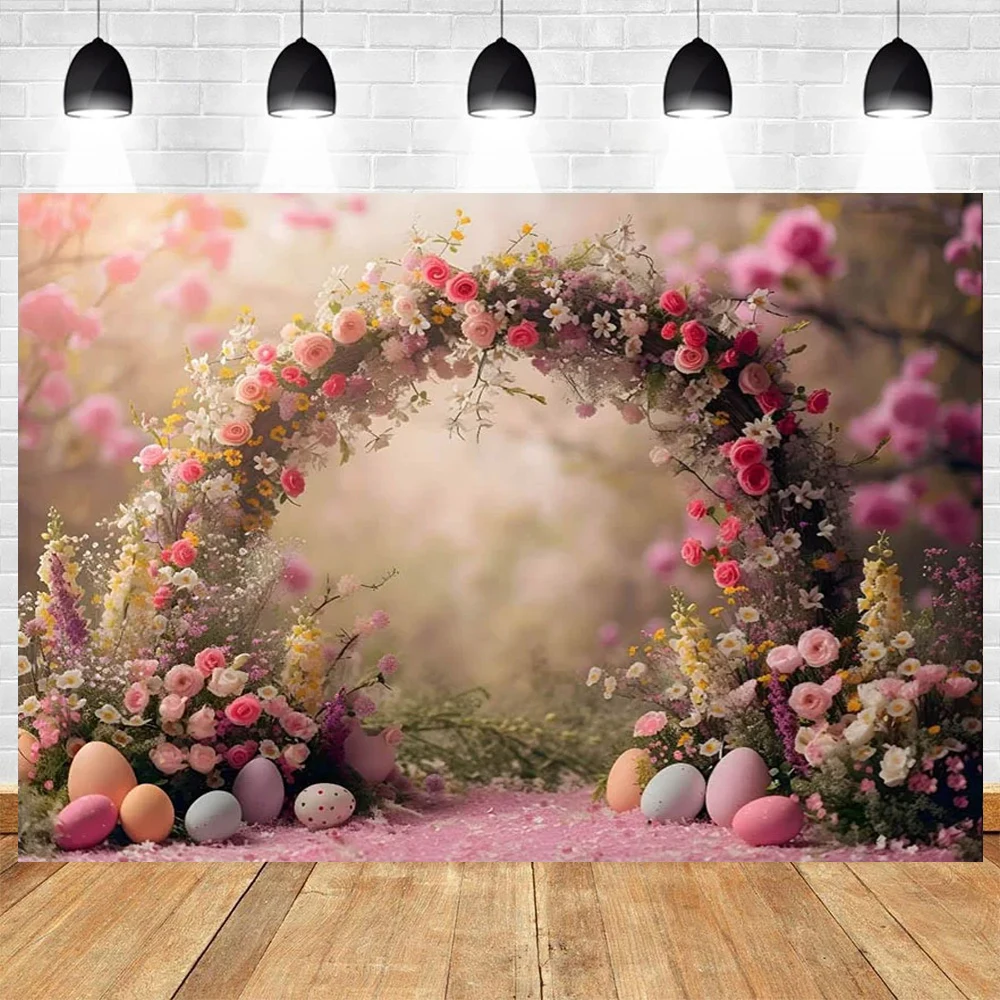 Wiosenne jajka z motywem wielkanocnym kwiaty w ogrodzie dziecko przyjęcie urodzinowe tło winylowe materiały dekoracja do pokoju dziecięcego