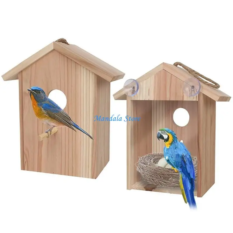

U2JC Wooden Bird Houses Window Mounted for Outside Unfinished Birdhouse to Paint
