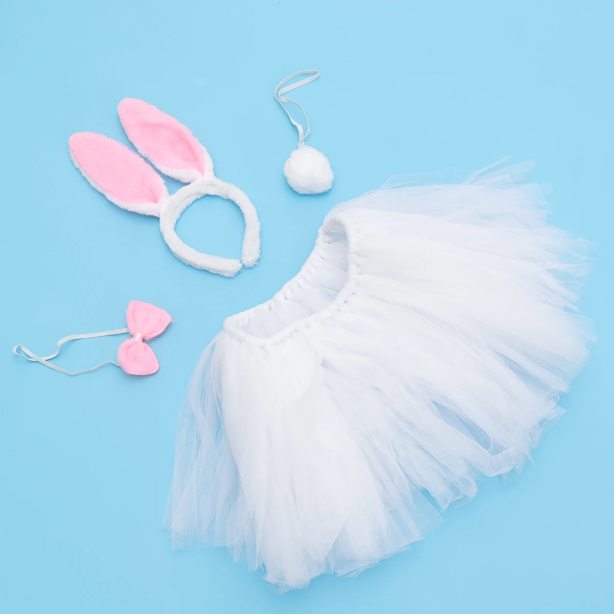 

s Girls Bunny Costume Set Adorable Rabbit Dress Ears Headband Bow Tie Polyester Mesh Kids Carnival Easter Party Stage