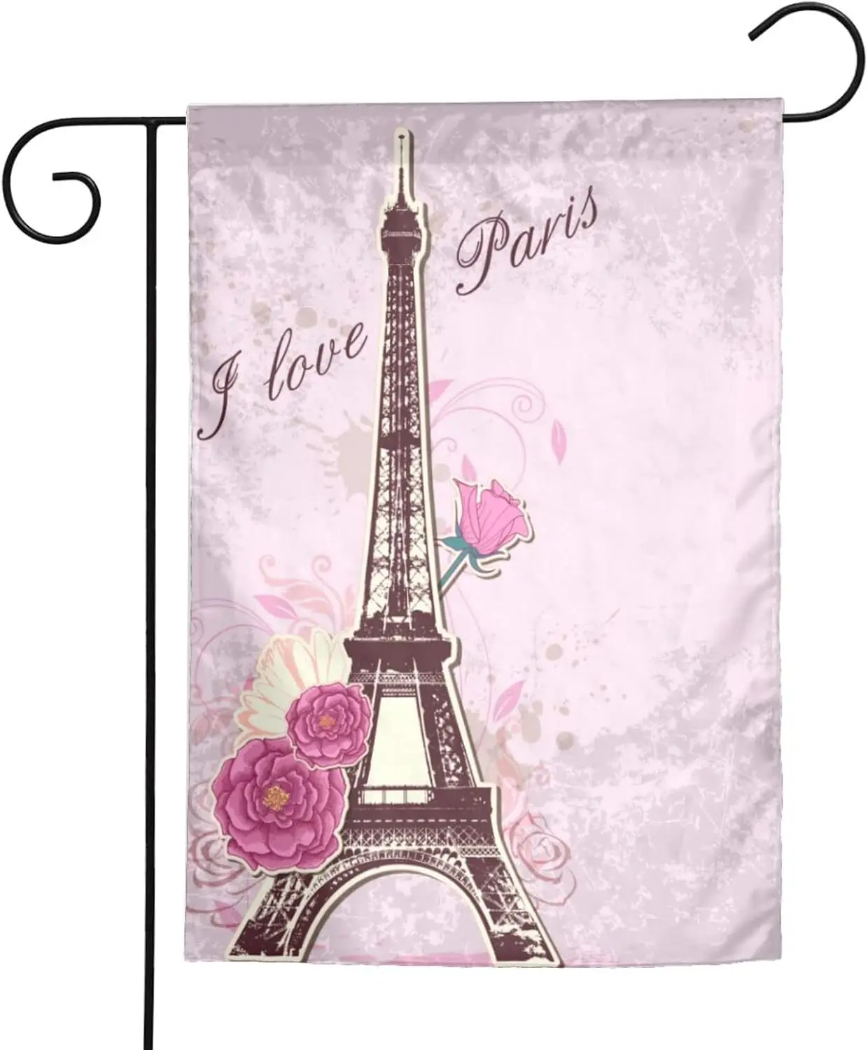 Elightvap Eiffel Tower And Roses Garden Flag Dragonfly House Flag Summer Garden Flags 12x18in Double Sided Welcome Flag For Home