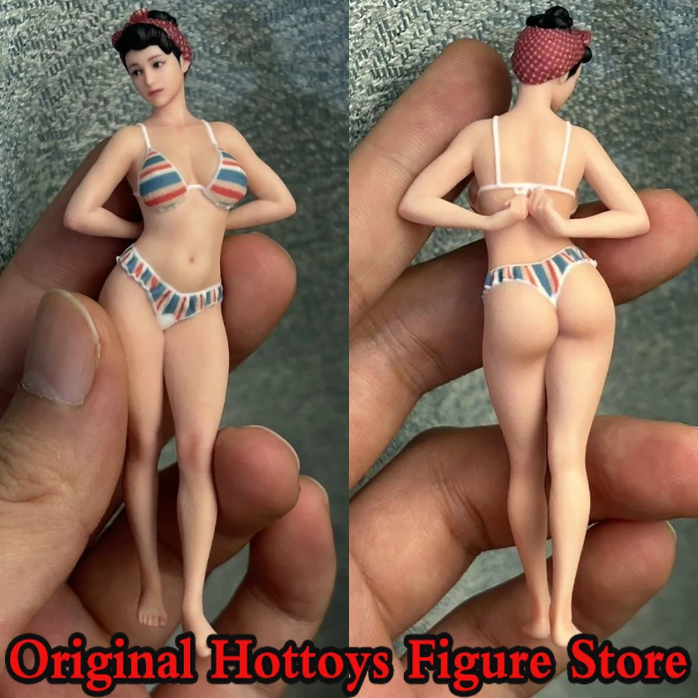 

In Stock 1/18 Scale Female Soldier Colorful Striped Bikini Beauty Sculpture Full Set About 9cm Action Figure Doll Collection