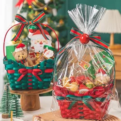 Red Christmas Gift Box Hand-Woven Flower Gift Basket Candy Packaging Box Biscuit Box Apples Gift Box for Christmas Party