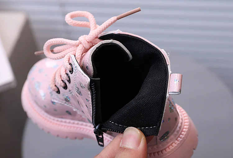 Bling Stars Allover-Print Kinder-Stiefeletten für Mädchen Weiche Sohle Herbst Prinzessinnen-Schuhe Glänzende Kinder-Kurzstiefel – Detail 18