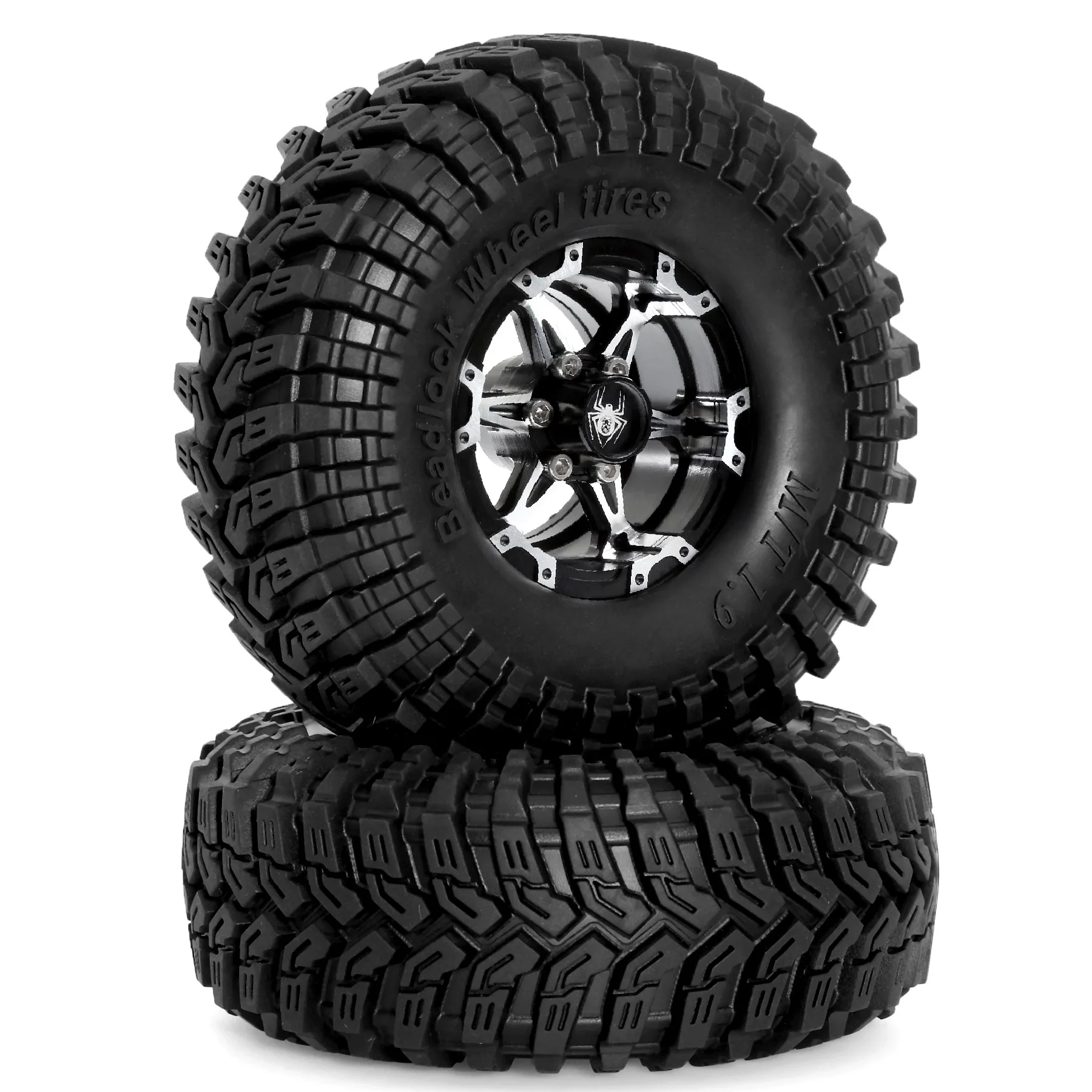 RED SPIDER 4Pcs 1.9  Rubber Off‑Road Tyres and Aluminum Alloy Beadlock Wheels OD 115mm For Traxxas TRX4 Axial SCX10 II III