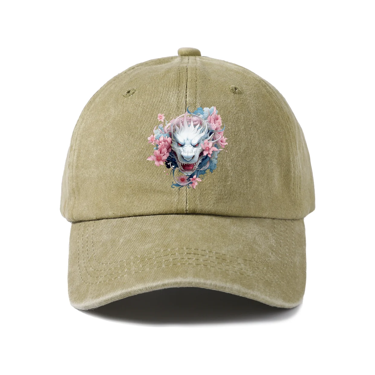 Floral Mouse Character Graphic Baseball Cap, Vintage Washed Adjustable Unisex Dad Hat, Casual Gift