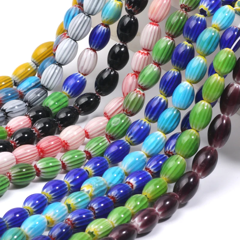 10x14mm bunte Glas lose Perlen Mille fiori Lampwork Perlen für Schmuck machen Armband Halskette handgemachte DIY Accessoires