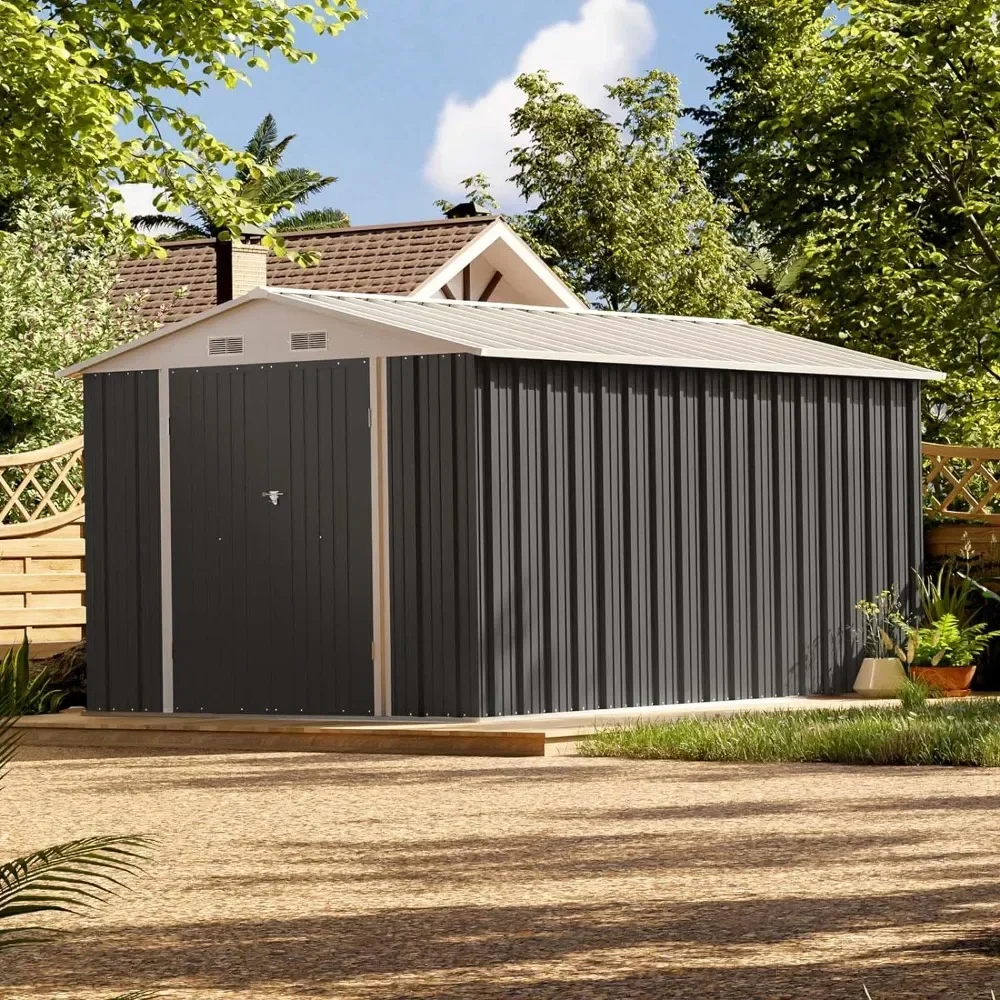 

Outdoor Storage Shed, Utility and Tool Storage for Garden, Backyard, Patio, Outside Use, 8' X 12'Metal Storages Sheds