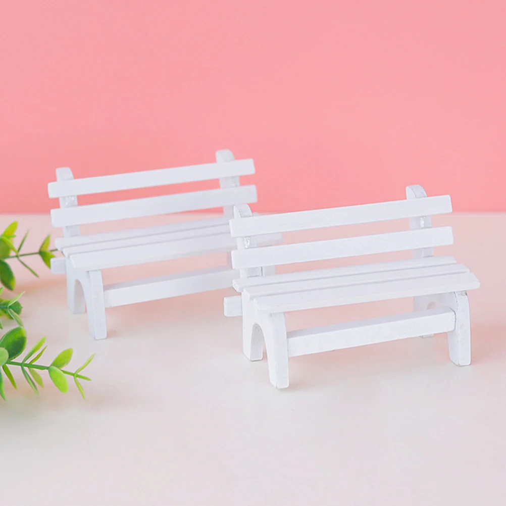 

3 PCS Small Wooden Chair Handicraft Ornament Photo Prop Bench Maniature Garden Heavy Miniature Bamboo