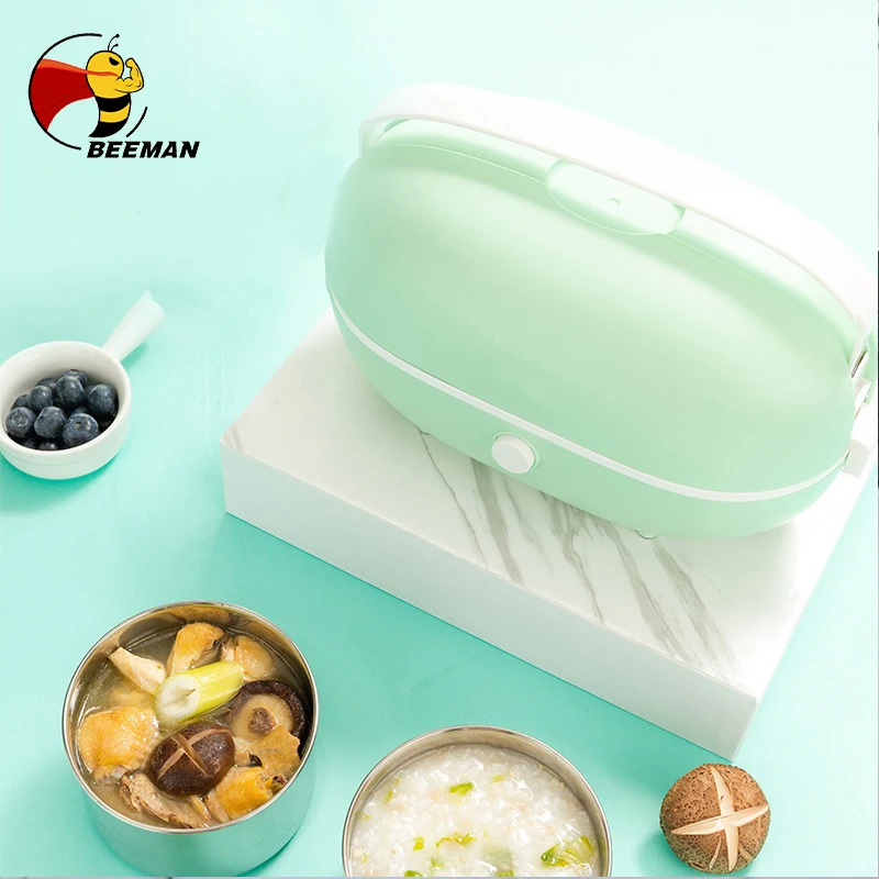 BEEMAN Lunch Box With Heating Electric Can Plug In Heating Office School Self-Heating Rice Cooking Bento Box Food Container