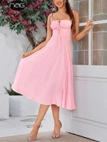 NewAsia verano dulce sólido sin mangas vestido largo mujeres moda vendaje camisola Vestidos acolchado bata deshuesada elegante Vestidos de fiesta