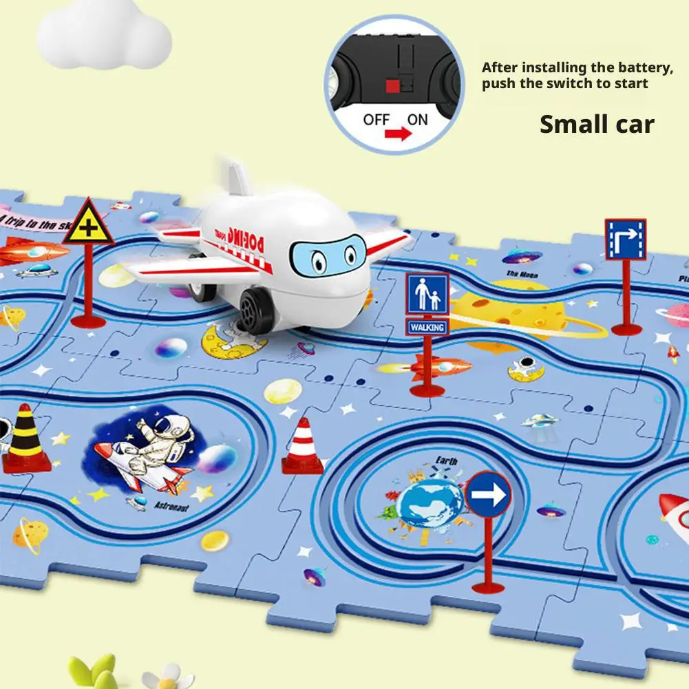 DIY Puzzle Track Car Children's Toy Car Mini Track City Scene Building Assembly Educational Toys Creative Car Exquisite Gifts In