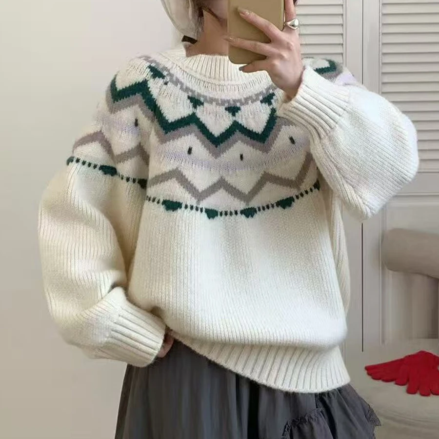 

Chic Cisas Aosphere 3D Knitted Sweater Couple Matching Neline Geometric Pattern Warmth Thiened Long Sve Knitwear