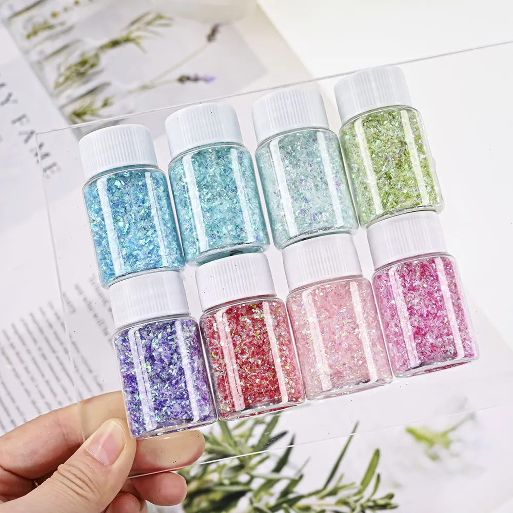 8 Colors Unicorn Glitter Flakes 10g Holographic Candy-Cover Fragment Nail Art Glitter Mermaids Flakes Broken Glass Mirror Flake