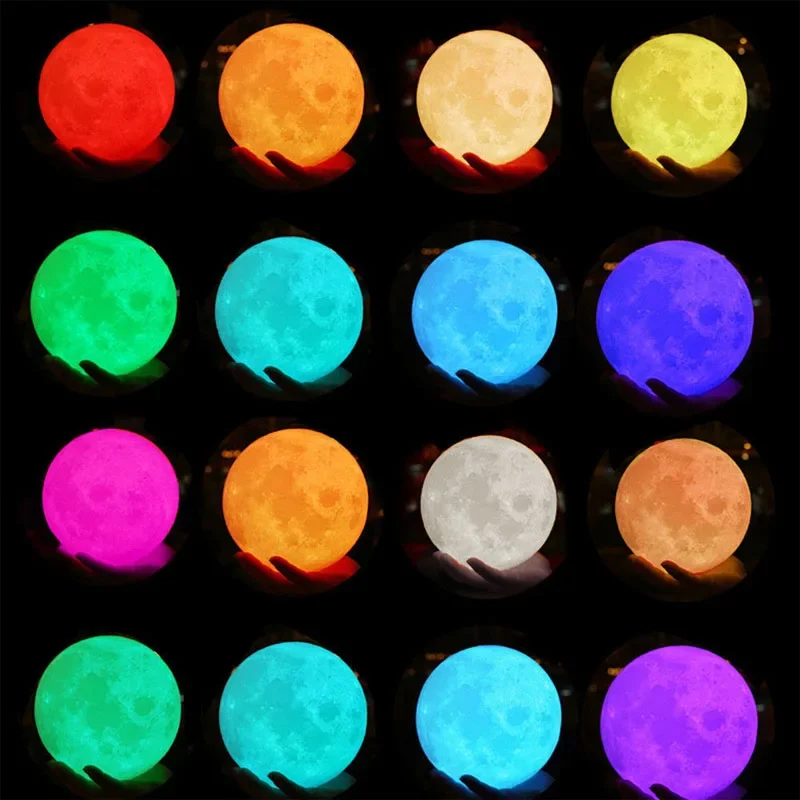 Swayboo stampa 3D 16 colori telecomando Touch Moon Light LED ricarica Night Light Festival Atmosphere lampada da comodino