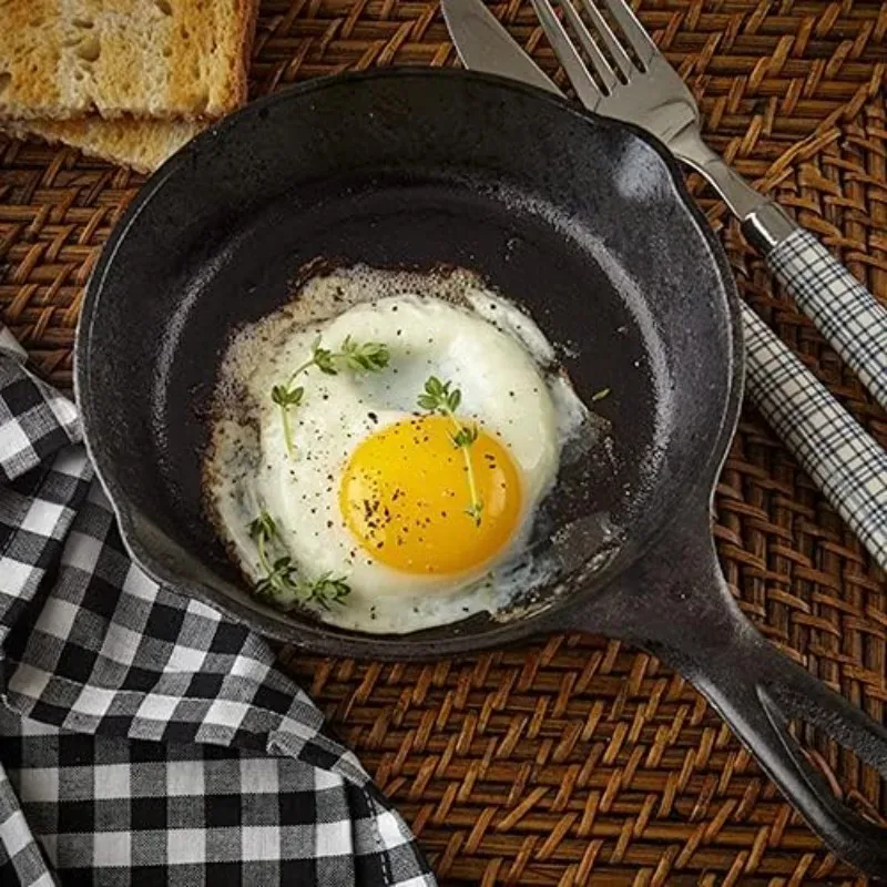 Horno preaziado de 14CM/20CM, utensilios de cocina seguros, sartén de hierro fundido con cucharas de goteo, cocina para acampar en interiores y exteriores, 1 Uds.