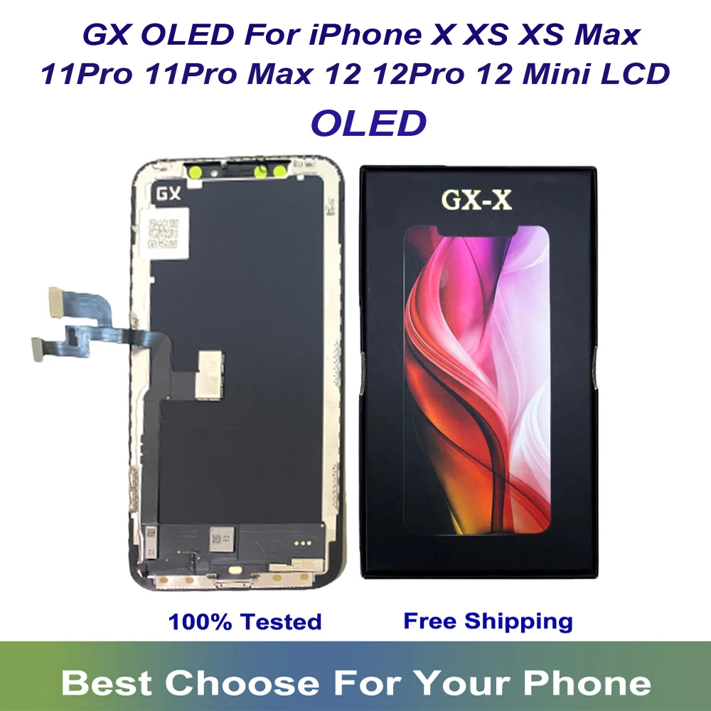 

Top GX OLED Screen For iPhone X XS Max 11 Pro Max 12 Pro Max 12 Mini LCD Display Touch Screen Digitizer Assembly Replacement