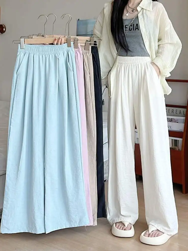 

Женские повседневные брюки больших размеров с высокой талией и широкими штанинами, свободного кроя, прямые, от бренда 300 Pou Mountain, для города