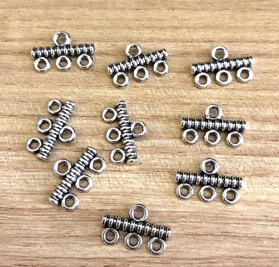 

40 шт. 14*9,3 мм, цвет тибетского серебра, винтажный коннектор с 3 отверстиями для рукоделия, цинковый сплав, HW3292, аксессуары для DIY