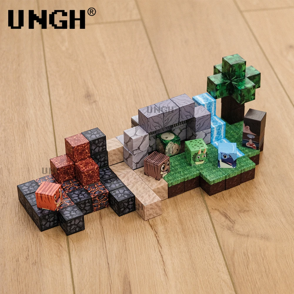 UNGH 80PCS Dinosaurier modell Magnetische Baustein Drachen Wald Magnet szene Magnet Puzzle Set STEM Bau DIY Spielzeug Geschenk