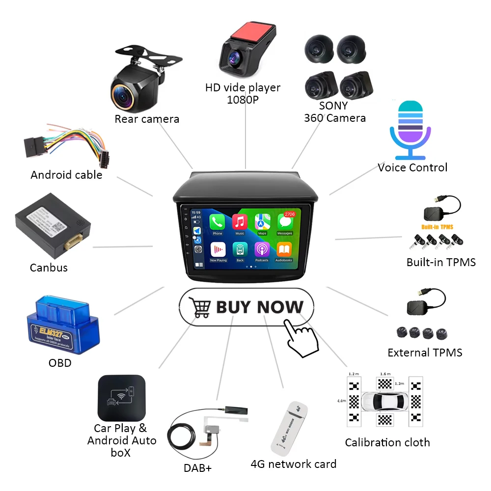 Android 16 Car Radio Stereo Head Unit For Mitsubishi Pajero Sport 2 2008 - 2016 L200 Triton 2006 Video Player GPS Touch Screen view 5