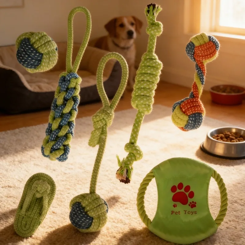 

Dog Cotton Rope Toys Pet Toy Frisbee Toys Teeth Sharpening Cleaning Dog Bite Rope Combo Set Chew Toy Dog Pet Supplies