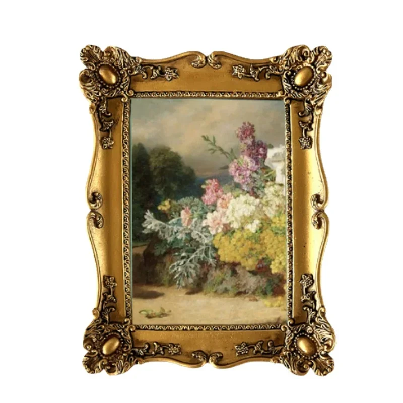 French Retro Gold Resin Frame European Decorative Painting Tabletop Oil Painting Creative Decor Artistic Picture Frame