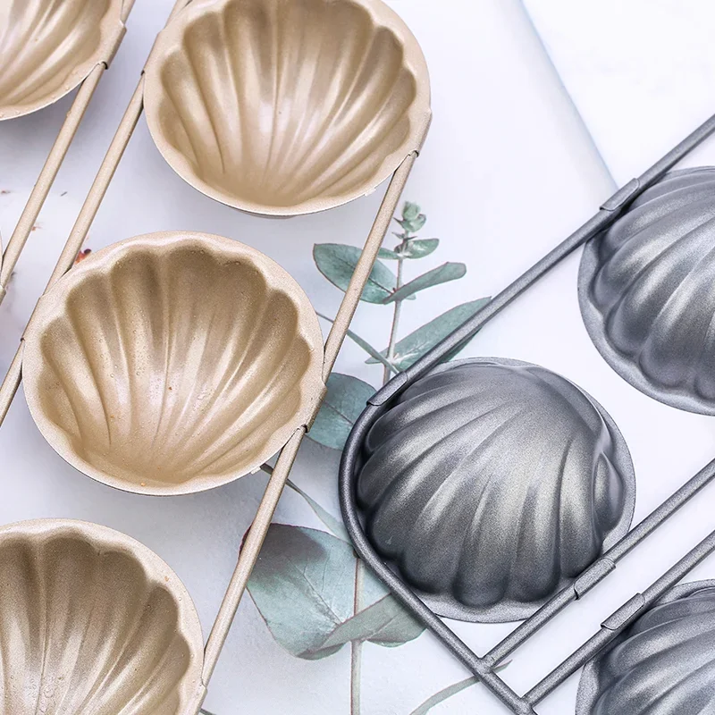 9 Grids Carbon Steel Golden Shell Scallop Mold DIY Cookies Cake Mold Madeleine Pan Baking Tray Bakeware for Kitchen Pastry Tools