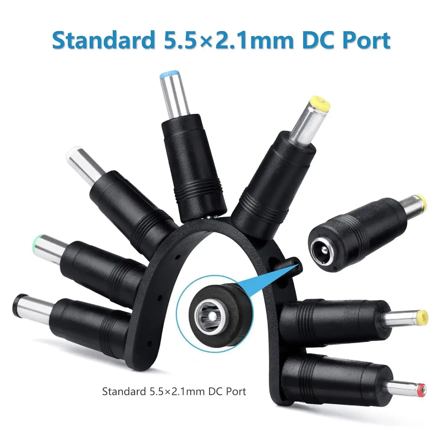 5V USB to DC Power Cable with 8 Interchangeable DC Adapter Plugs, 5.5x2.1mm Barrel Jack Universal Charging Cord, 3A Max Pure Copper Core Replacement Charger for Router Mini Fan LED Light USB Hub Port
