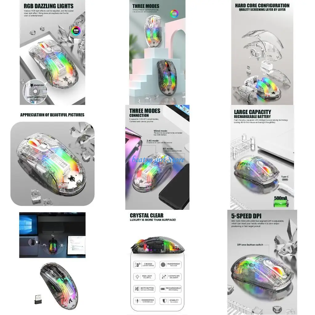 

C7AB Bluetooth-compatible Wireless RGB Colorful Game Electronic Competition Office