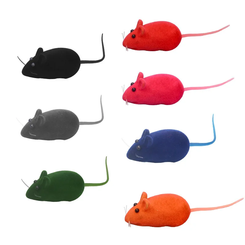 Flocking Mouse Funny Cat Toys Sound Plush Rubber Vinyl Mouse Pet Cat Cat Realistic Sound Toys Cat Supplies Random Colors