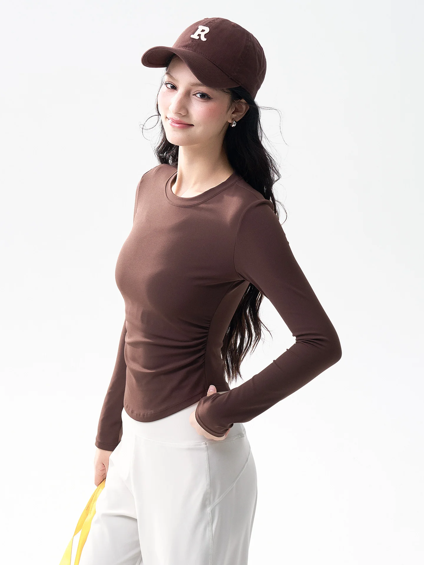 

Spring Summer Versatile Yoga Fitn Clothing Long Sve Women's Waist a Slimming Pilates Training Running Sport Top