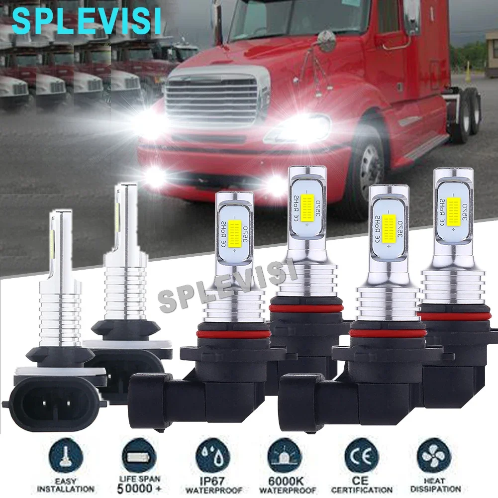 

LED Headlight Fog Light Hi Low Beam Bulbs White For Freightliner Columbia 2005-2008 2009 2010 2011 2012 2013 2014 2015 2016 2017