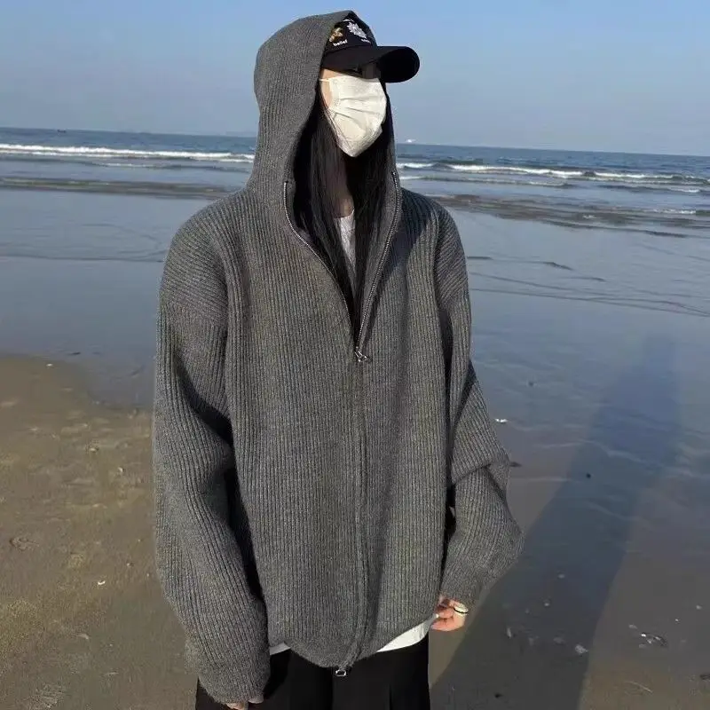 

Вязаный свитер с капюшоном Cleanfit, мужской модный осенне-зимний трикотаж на молнии для отдыха, мягкий полиэстер, длинный свеч, городской...