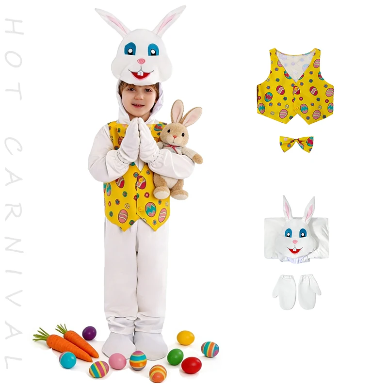 

Новое поступление 2026, комбинезон унисекс с милым кроликом и капюшоном для мальчиков и девочек, детский костюм пасхального кролика, карнавальное праздничное платье с животными