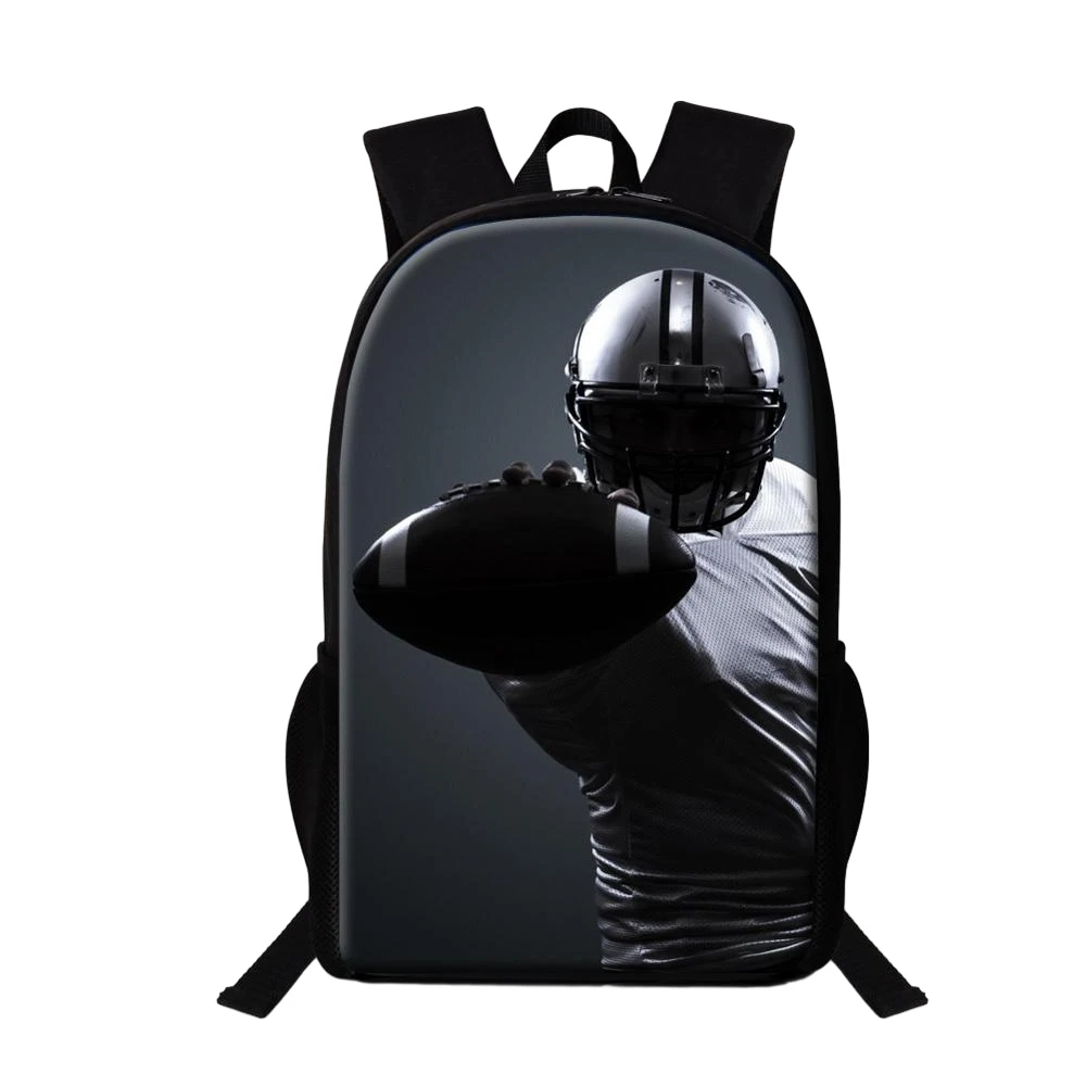 Sac à Dos Imprimé avec Casque de Football Américain Rugby, Cartable d'École Cool et à la Mode pour Enfant et Adolescent