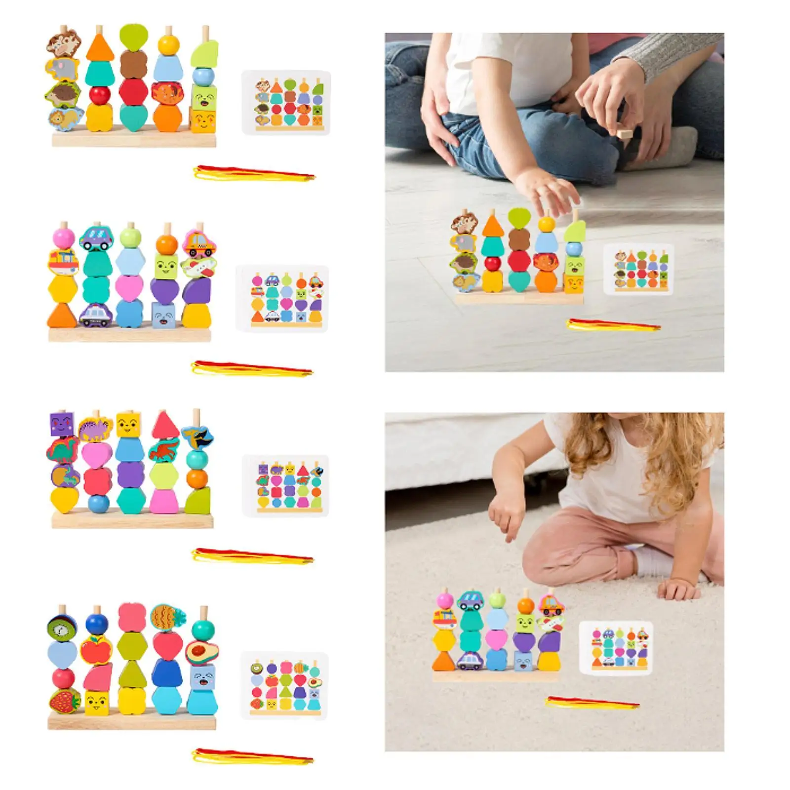 

Wooden Beads Sequencing Toy Set Preschool Learning for Kids Children Age 3~6