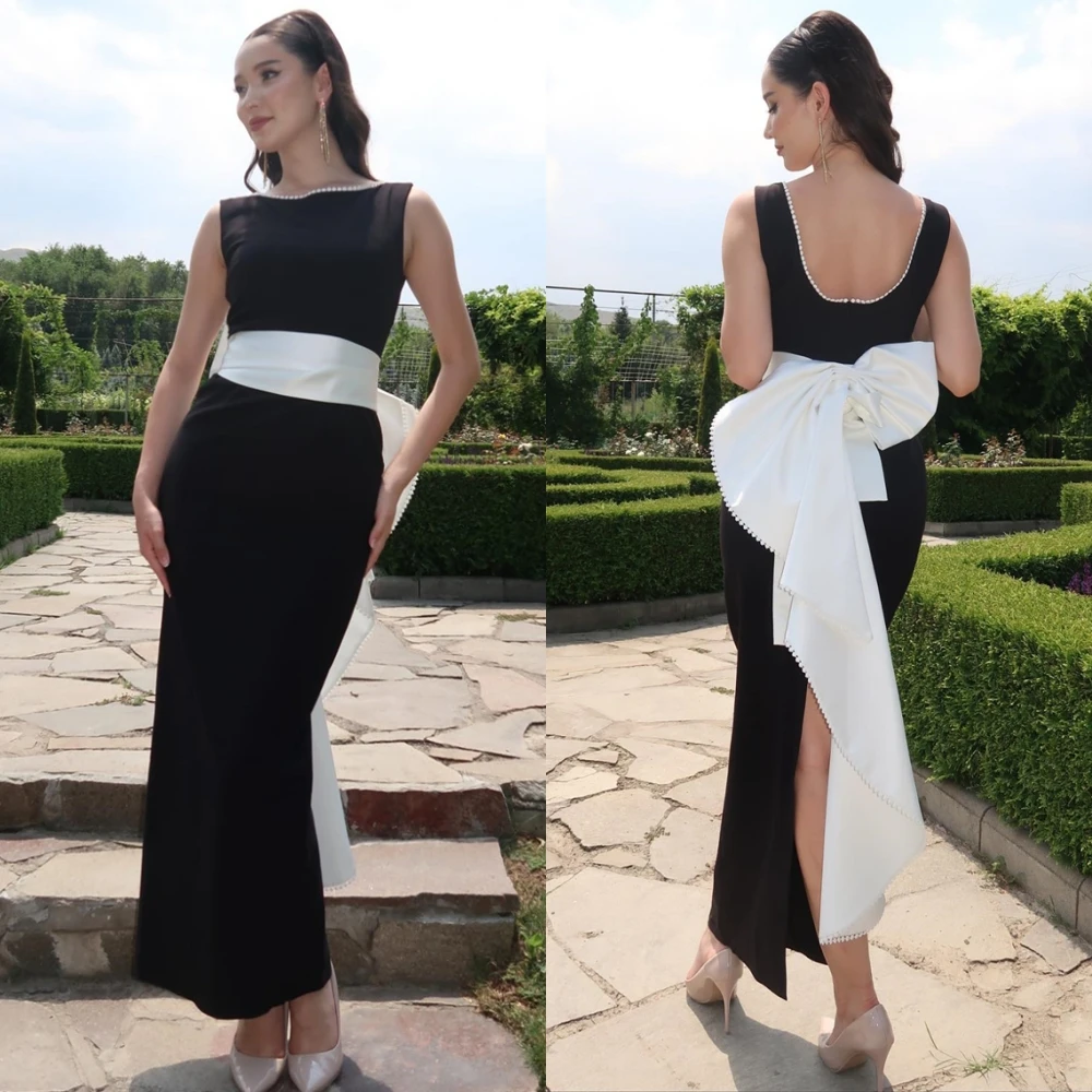 

Customized Elegant Crew Neck Evening Dress and Exquisite Jersey Special Occasion Gowns and Temperament Pearls Prom Dresses