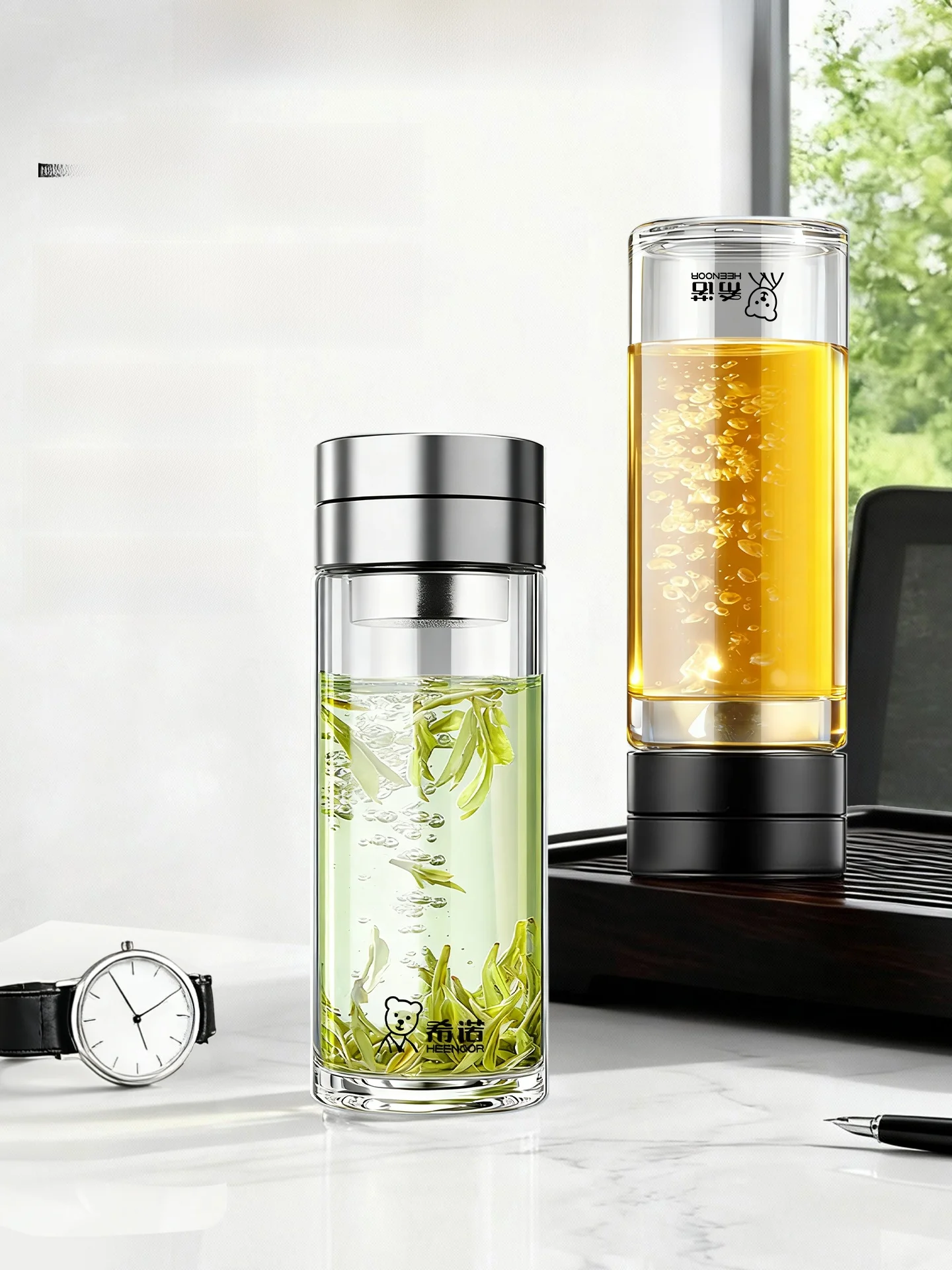 

Large Capaci Glass Tea Cup Men Women Office Tea Brewing Cup Home Tea Water Separation Cup Gift Box Set High Borosilie Glass