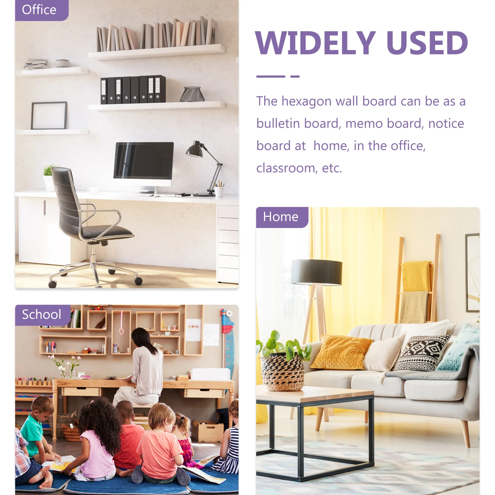 

6Pcs Hexagon Felt Bulletin Boards Cork Memo Pin Boards for Home Office Classroom Wall Organizer Tiles Bulletin Board