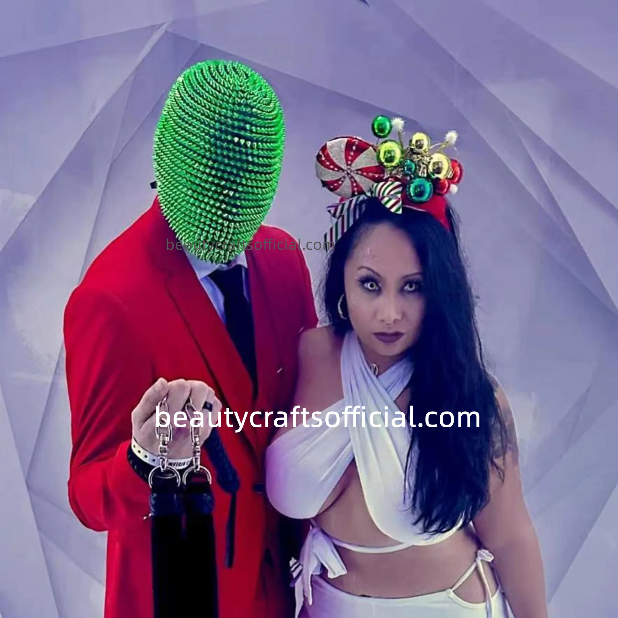 

Green Studded Spikes Full Face Mask Cover Halloween Cosplay Funny Mask Night Club Dance Mask For Adult Toys