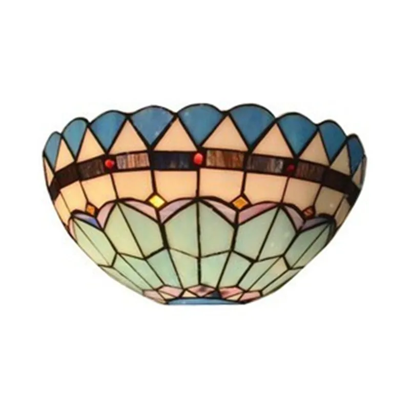 Retro Pastoral Stained Glass Tiffany Hotel Restaurant Cafe Corridor Aisle Bedroom Bedside LED Wall Lamps
