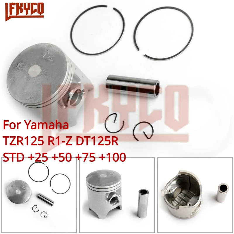 Motorcycle Piston Rings Kit for Yamaha TZR125 87-92 TDR250 87-94 DT125R 88-99 R1-Z 91-92 STD 56.4mm 56.65mm 56.9mm Pin 16mm Part