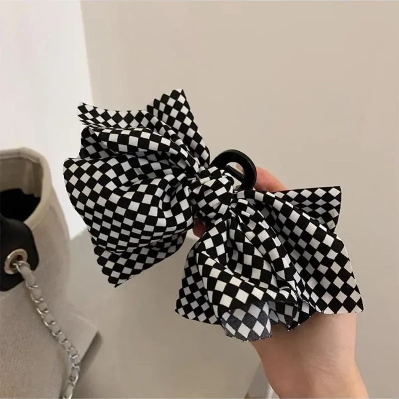 Koreaanse Retro Plaid Parel Boog Haarspeldjes Vrouwen Grote Clip Voor Haar Elegante Bloem Haarspeld Dames Trendy Haaraccessoires Haarspeldjes