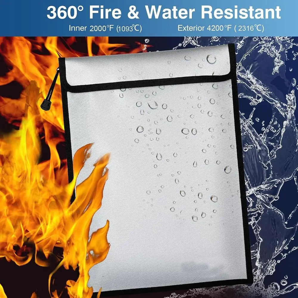 Waterdichte brandwerende documententas S/M/L Ritssluiting Veiligheid Geldopbergtas Signaalblokkering Hittebestendig
