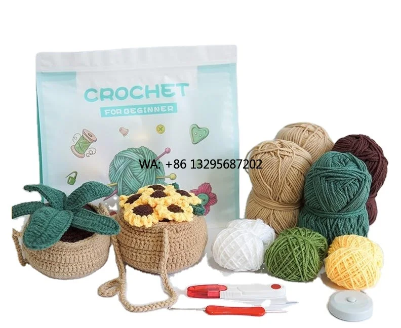 

Crochet Kit Creative Plant Series Hanging Basket Potted Plant Bouquet Handmade DIY Fabric Decoration Material Kit