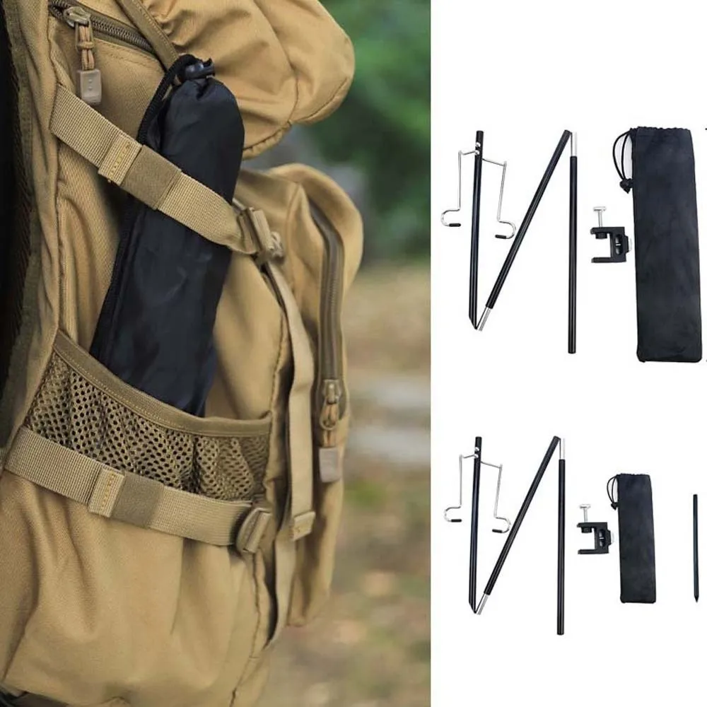 

Aluminum Alloy Camping Lamp Rod Polyester Adjustable Folding Lamp Stand Black Stable Portable Lantern Holder Outdoor