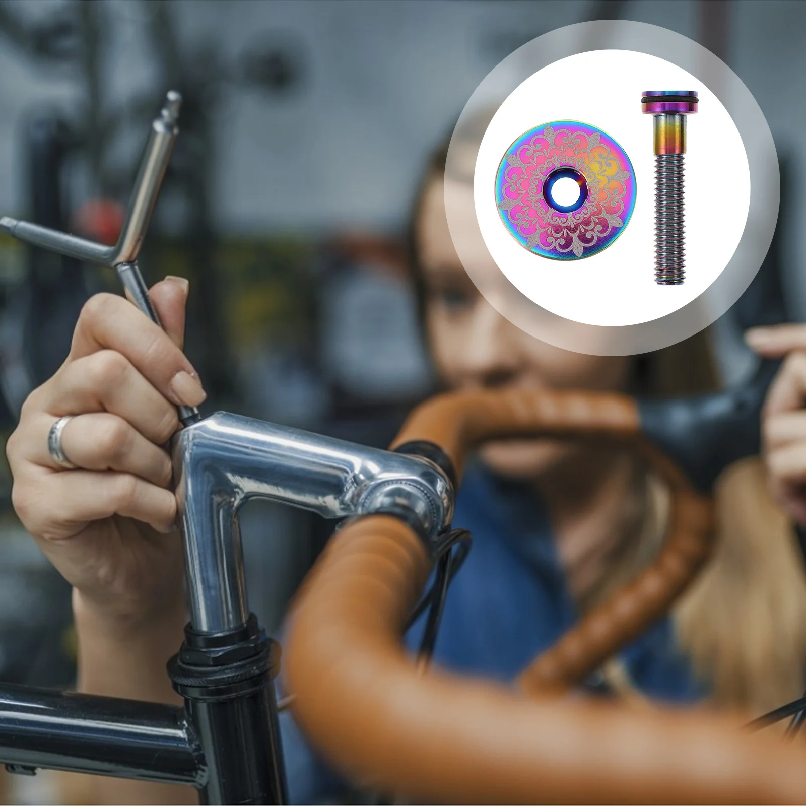 

1Set Titanium Alloy Bike Headset Hat Strong Pressure Resistance No Deformation Refit Bike Headset Cap Cap Bowl Cover